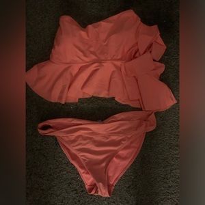 peach pink 2 piece swimwear